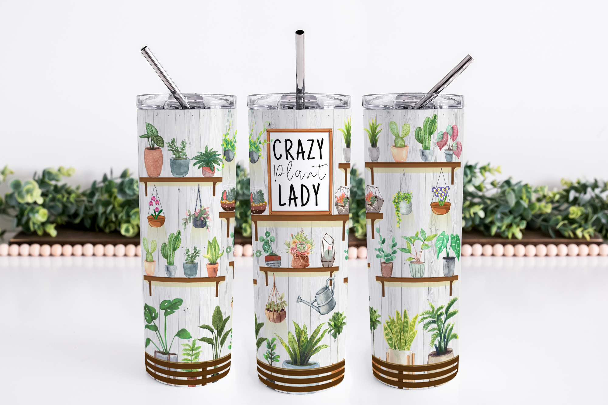 Crazy Plant Lady - 20 oz. Skinny Tumbler - Monkeyshine Apparel and