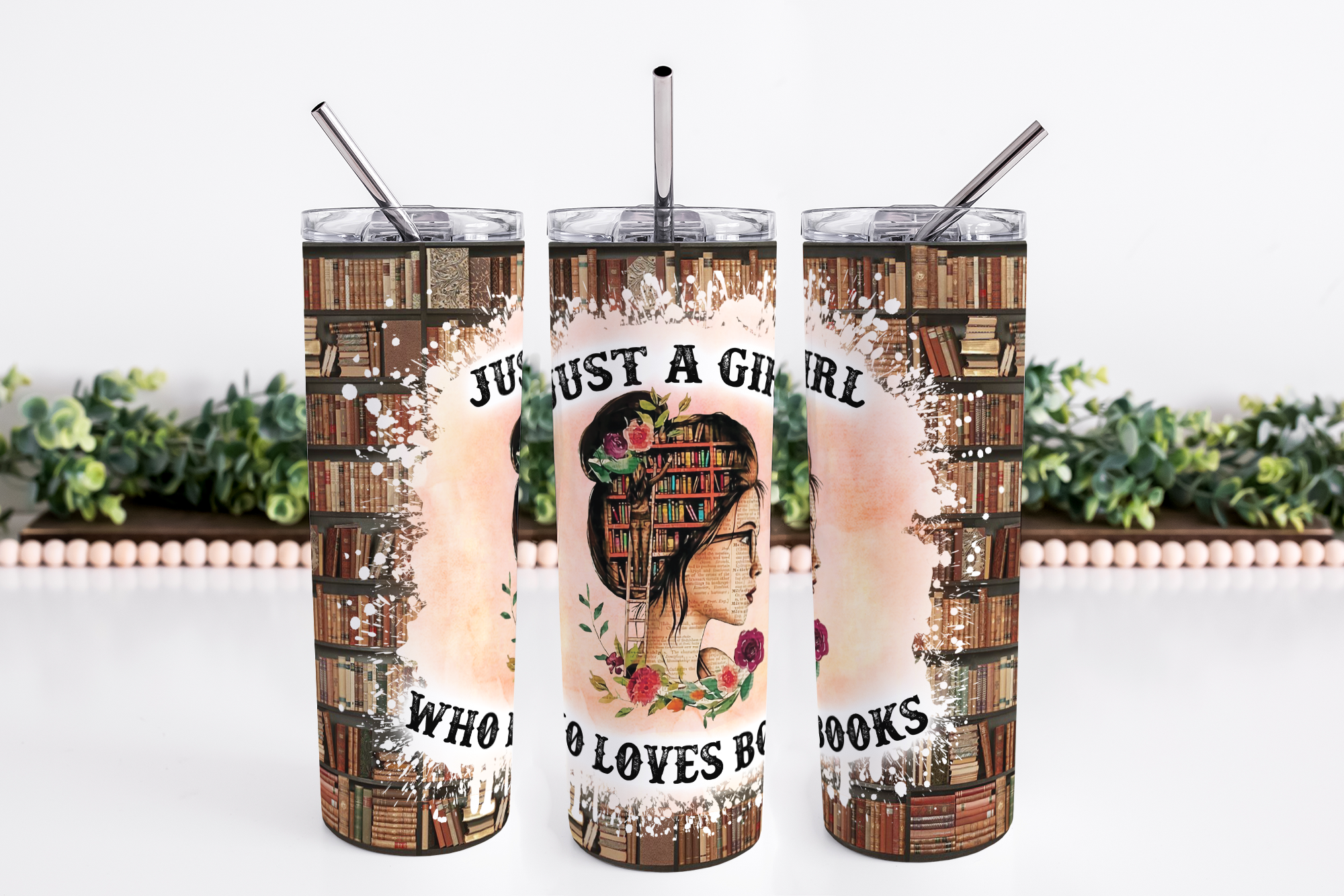 1pc Just A Girl Who Loves Books Stainless Steel Travel Tumbler 20 Oz With  Lid, Vacuum Insulated Coffee Cup For Cold & Hot Drinks
